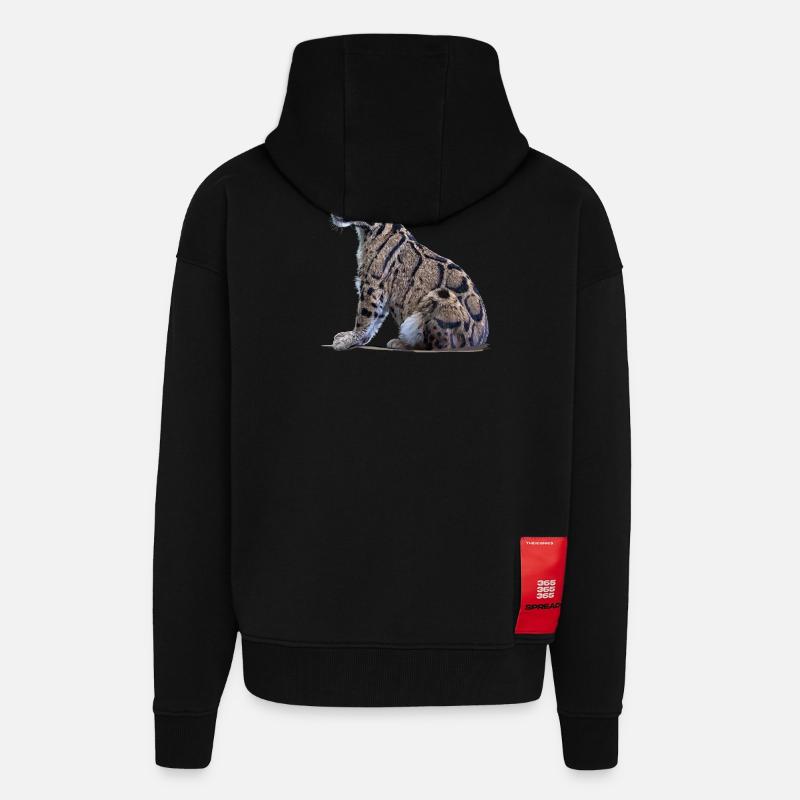 Panthère nébuleuse - Veste à capuche bio épaisse oversize fabriqué en UE - SOLID BLACK