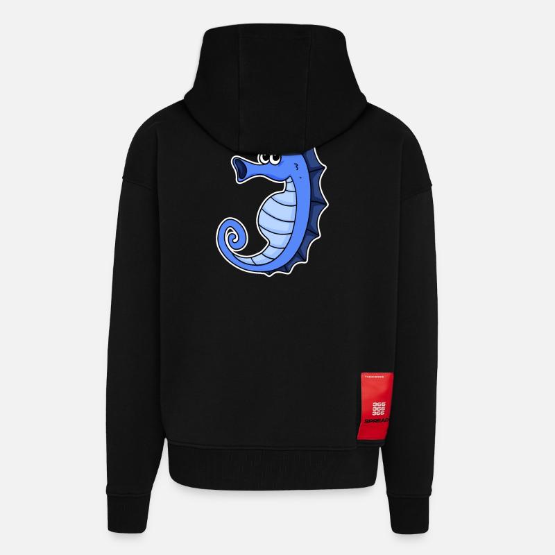 Seepferd Blau - Zip Hoodie - made by SPREAD - SOLID BLACK