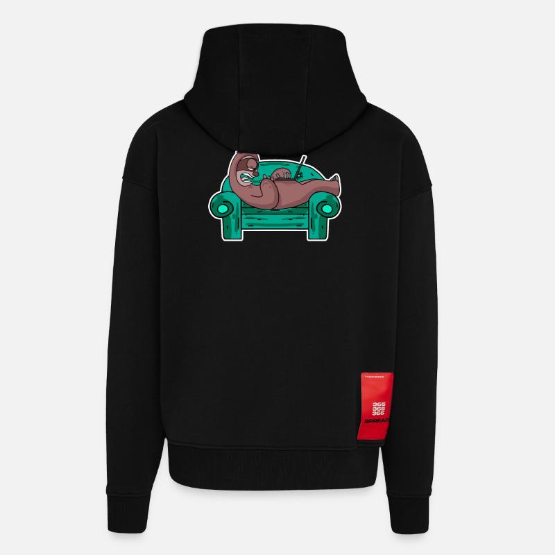 Faultier auf Sofa Laptop Mitarbeiter - Zip Hoodie - made by SPREAD - SOLID BLACK