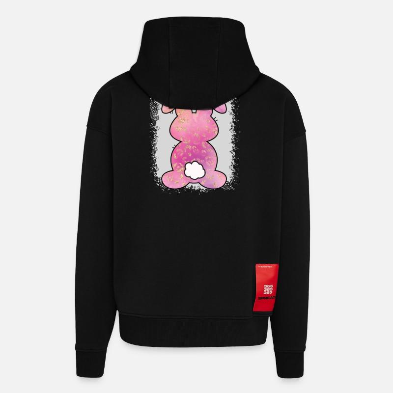 Imprimé léopard lapin blanchi Pâques - Veste à capuche bio épaisse oversize fabriqué en UE - SOLID BLACK