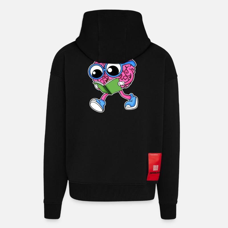 Lecture du cerveau - Veste à capuche bio épaisse oversize fabriqué en UE - SOLID BLACK
