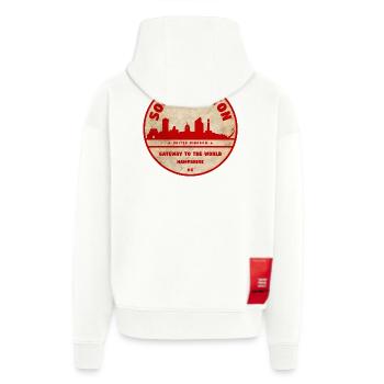 Insigne de la Skyline de Southampton - Veste à capuche bio épaisse oversize fabriqué en UE - SOLID BLACK - Dos