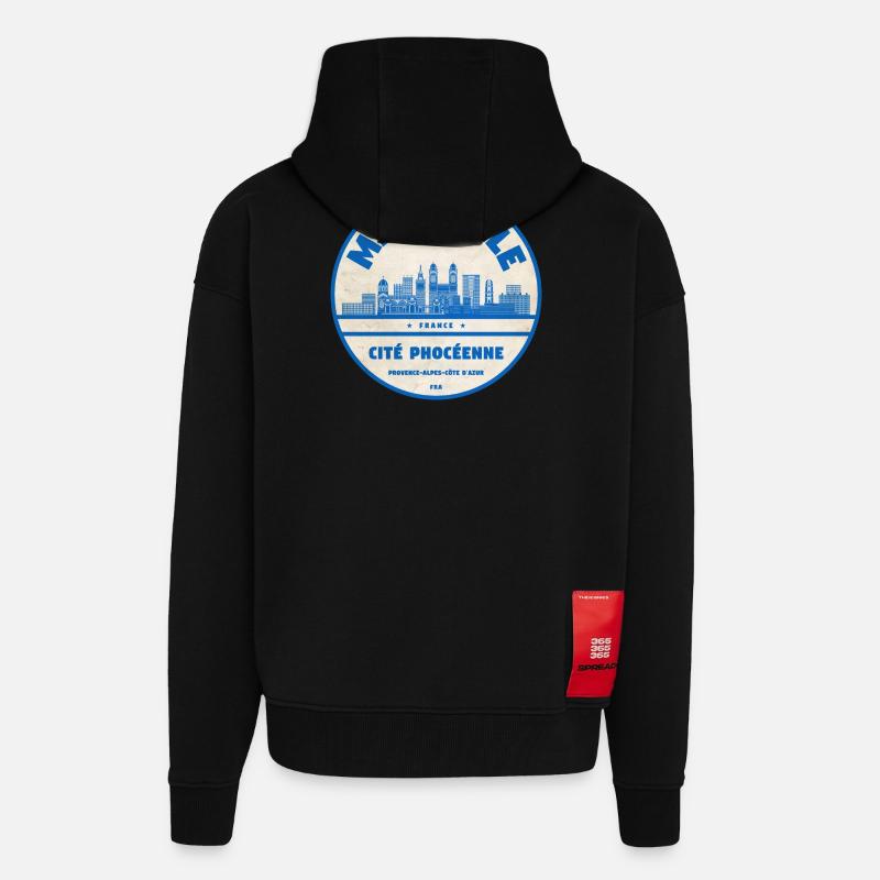 Marseille Cité Phocéenne Emblem - Zip Hoodie - made by SPREAD - SOLID BLACK