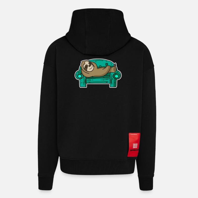 Sloth Lazy - Zip Hoodie - made by SPREAD - SOLID BLACK