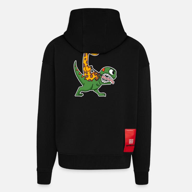 Giraffe und Dinosaurier - Zip Hoodie - made by SPREAD - SOLID BLACK
