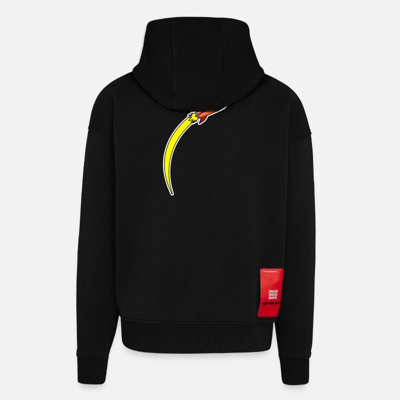 Rakete Orange - Zip Hoodie - made by SPREAD - SOLID BLACK