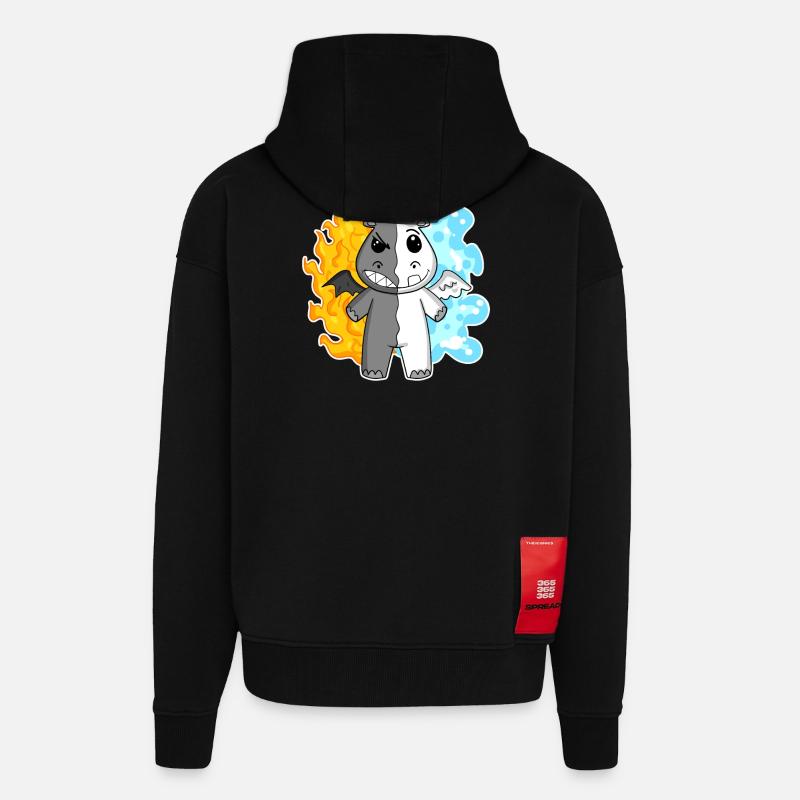 Hippo - Ange et Diable - Veste à capuche bio épaisse oversize fabriqué en UE - SOLID BLACK