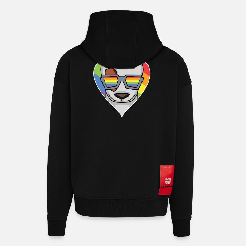Regenbogen - Hund mit Brille - Bullterrier - Zip Hoodie - made by SPREAD - SOLID BLACK