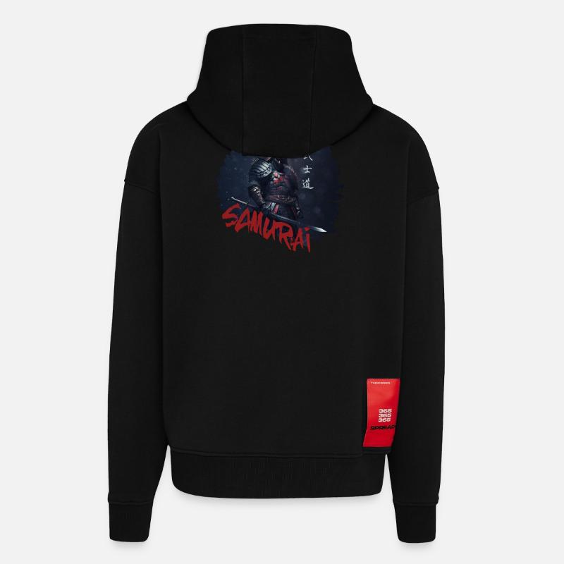 Samurai Warrior with Katana - Zip Hoodie - made by SPREAD - SOLID BLACK