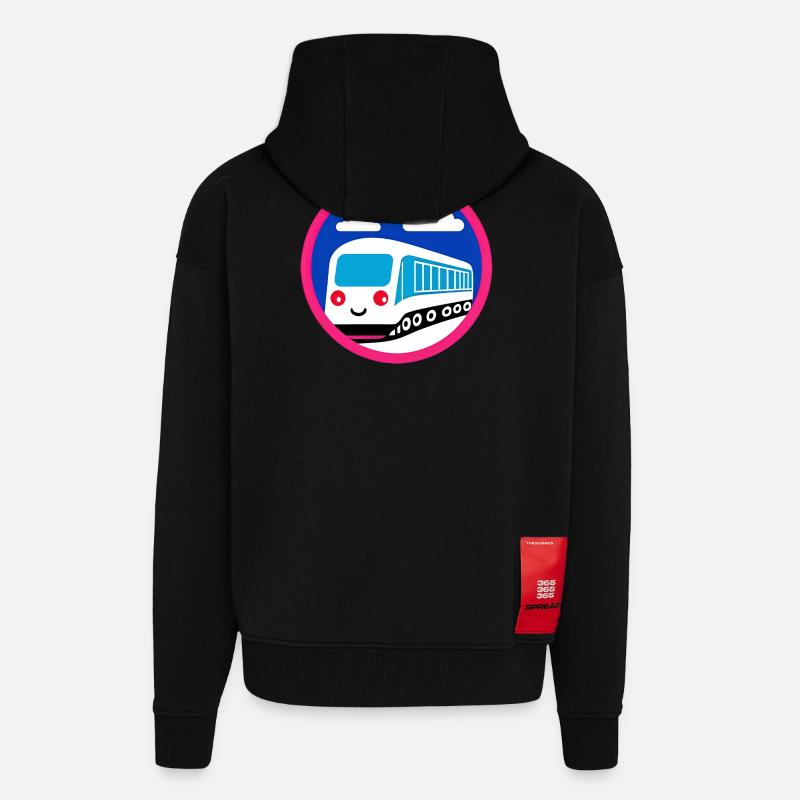 Locomotive, train, chemin de fer - Veste à capuche bio épaisse oversize fabriqué en UE - SOLID BLACK