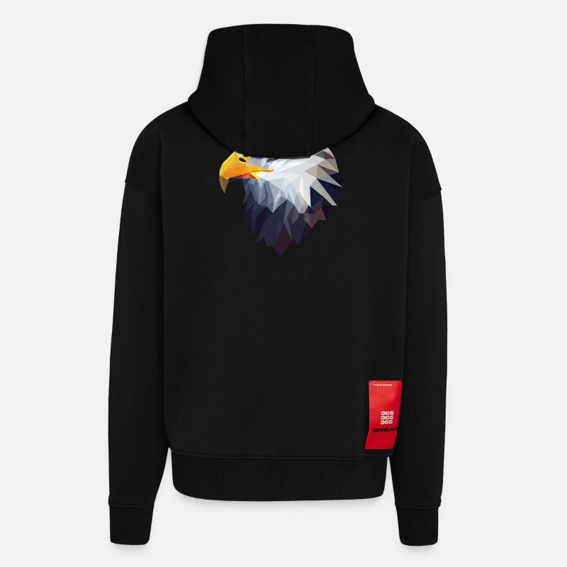 Stylized, geometric eagle - Zip Hoodie - made by SPREAD - SOLID BLACK