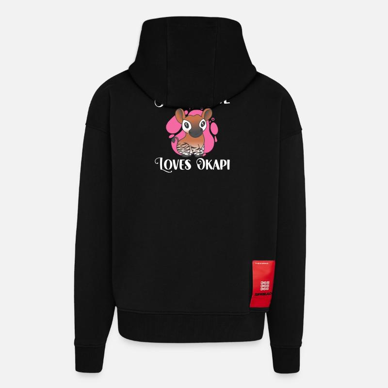 Dieses Mädchen liebt Okapi - Zip Hoodie - made by SPREAD - SOLID BLACK