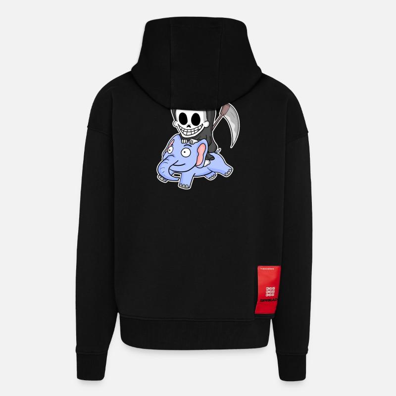 Grim Reaper Elephant - Zip Hoodie - made by SPREAD - SOLID BLACK
