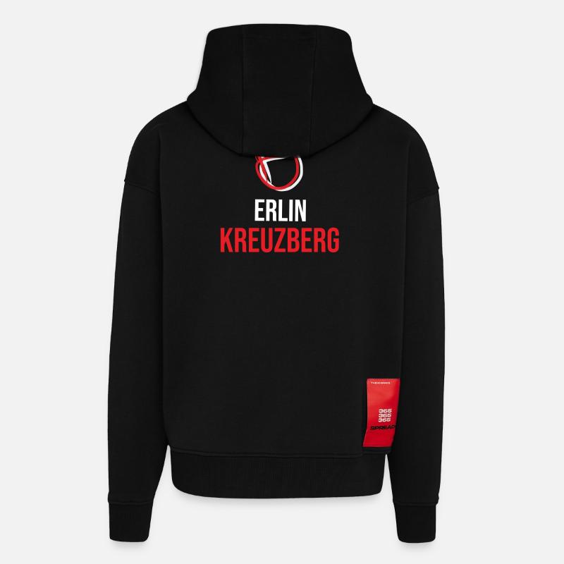 Berlin Kreuzberg Kapuzenpullover - Zip Hoodie - made by SPREAD - SOLID BLACK
