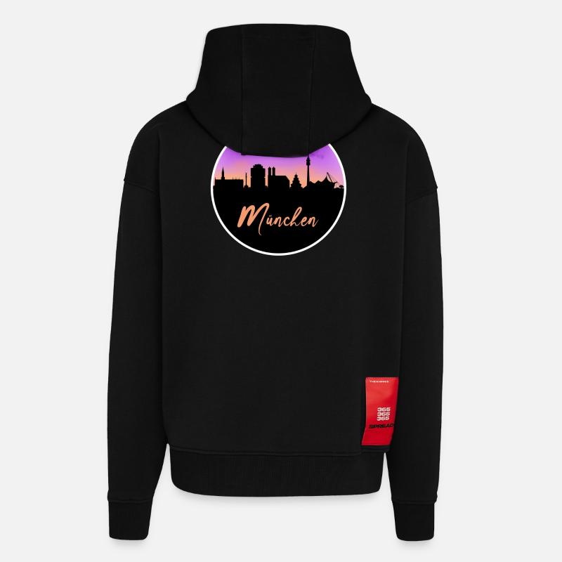 München Fine Skyline - Zip Hoodie - made by SPREAD - SOLID BLACK