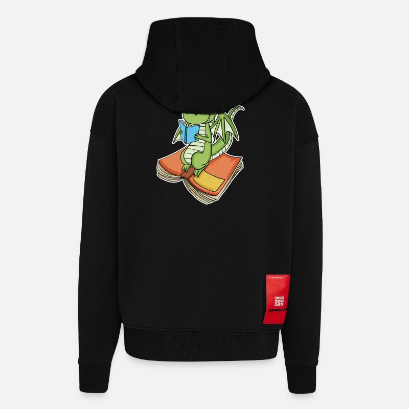 Bücher Drache Drachen - Zip Hoodie - made by SPREAD - SOLID BLACK