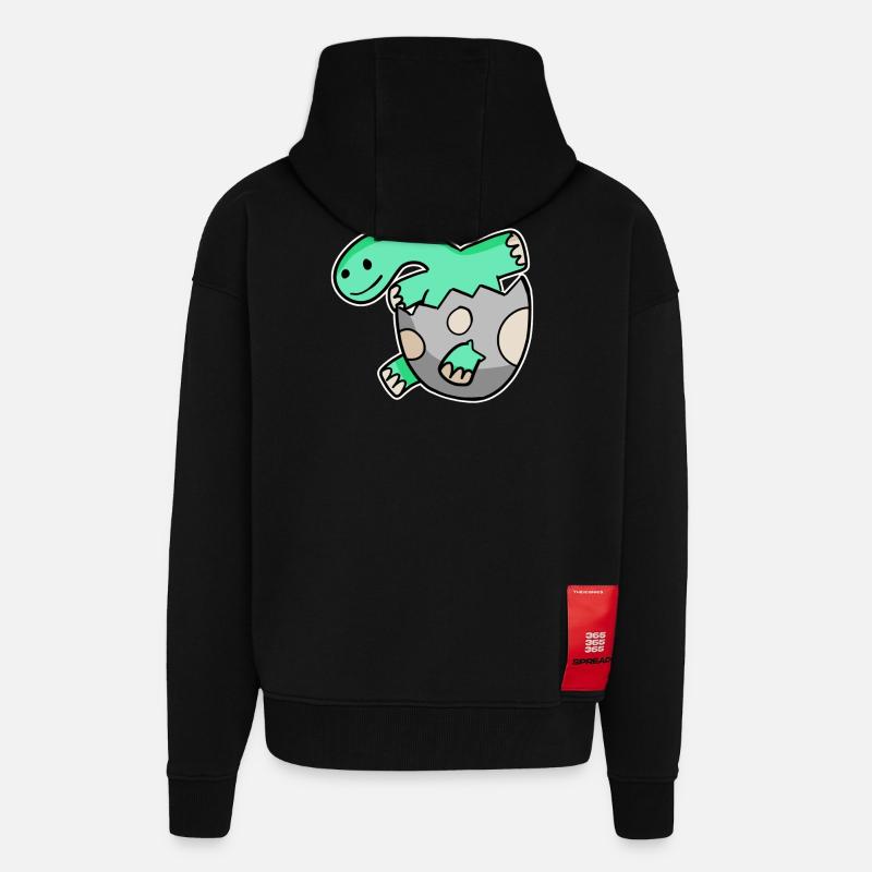 Bébé Dino - Veste à capuche bio épaisse oversize fabriqué en UE - SOLID BLACK