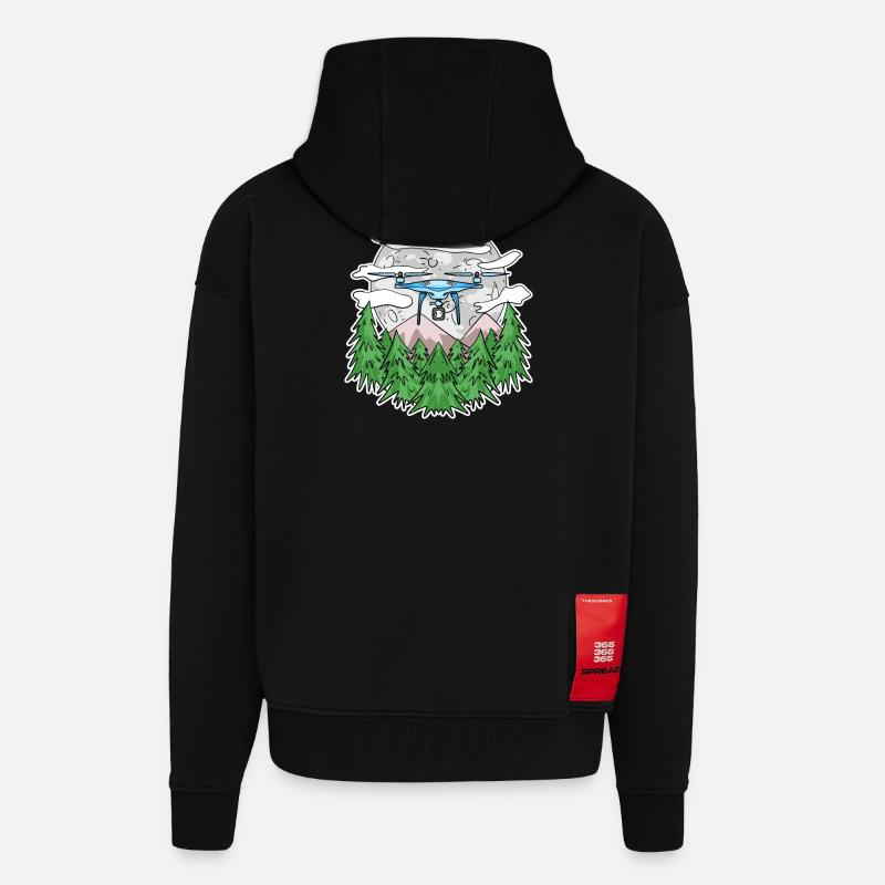Drone - Veste à capuche bio épaisse oversize fabriqué en UE - SOLID BLACK