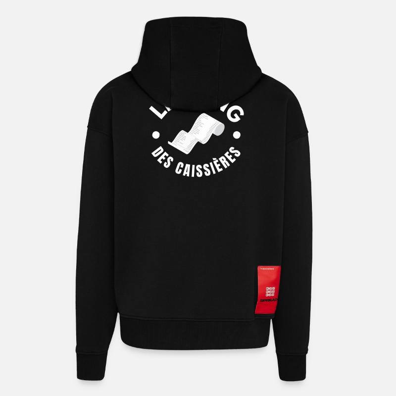 caissière, hôtesse de caisse, distribution - Veste à capuche bio épaisse oversize fabriqué en UE - SOLID BLACK
