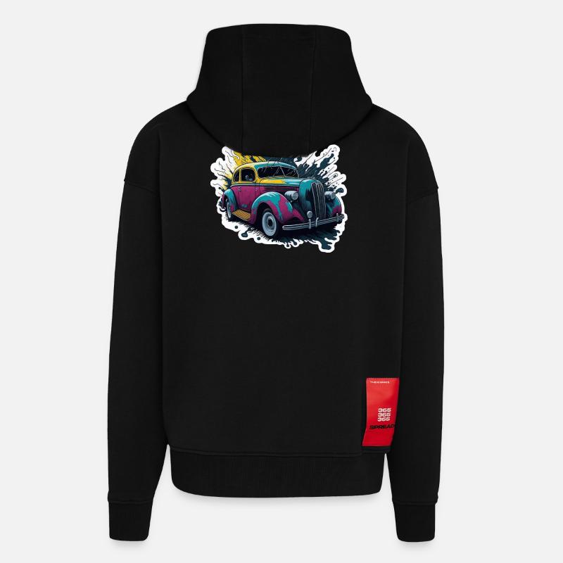 Farbiger Oldtimer Spritzer - Zip Hoodie - made by SPREAD - SOLID BLACK