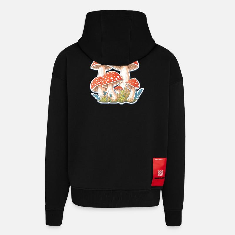 Toadstools, mushrooms - Zip Hoodie - made by SPREAD - SOLID BLACK