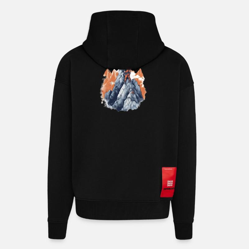 Bergsteiger beim Gipfelaufstieg - Zip Hoodie - made by SPREAD - SOLID BLACK