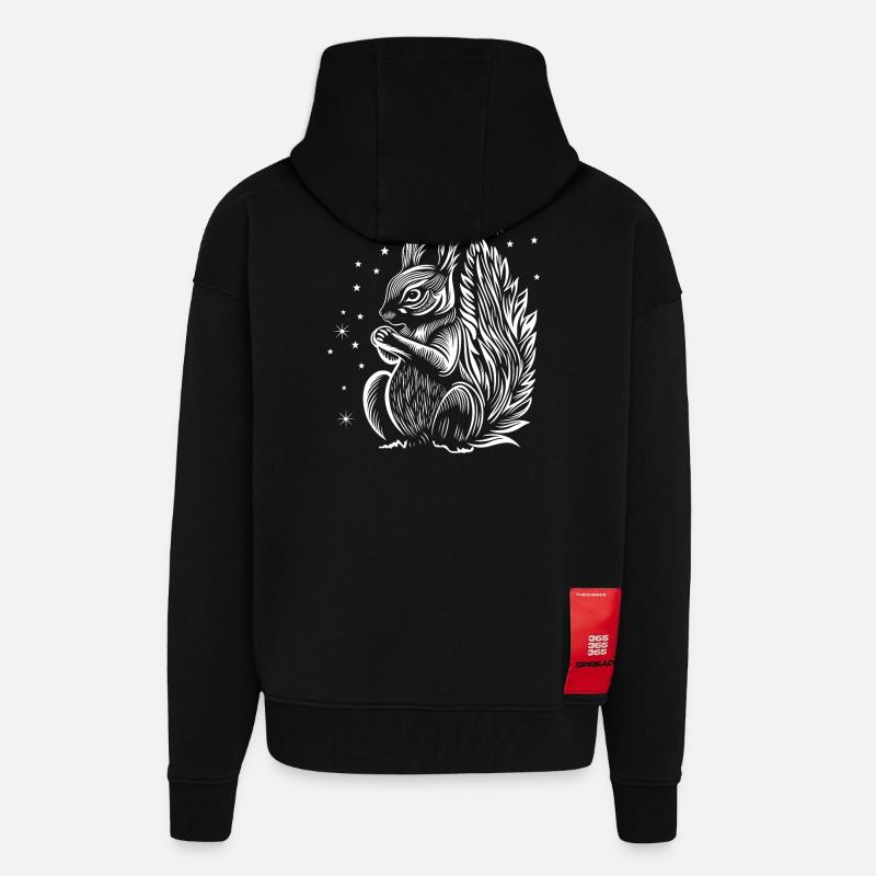 Eichhörnchen mit Sternen - Zip Hoodie - made by SPREAD - SOLID BLACK
