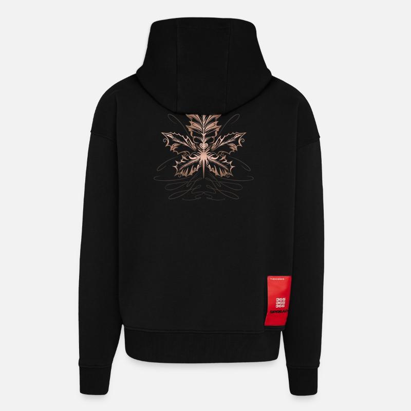 Feuille D’érable, Feuille, Feuillage, Automne - Veste à capuche bio épaisse oversize fabriqué en UE - SOLID BLACK