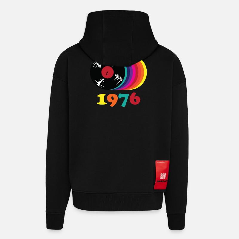 Millésime 1976 - Veste à capuche bio épaisse oversize fabriqué en UE - SOLID BLACK
