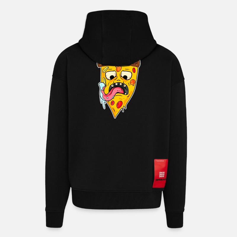 Monstre de pizza - Veste à capuche bio épaisse oversize fabriqué en UE - SOLID BLACK