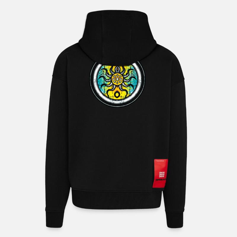 Abstract Octopus with Mandala Pattern - Zip Hoodie - made by SPREAD - SOLID BLACK