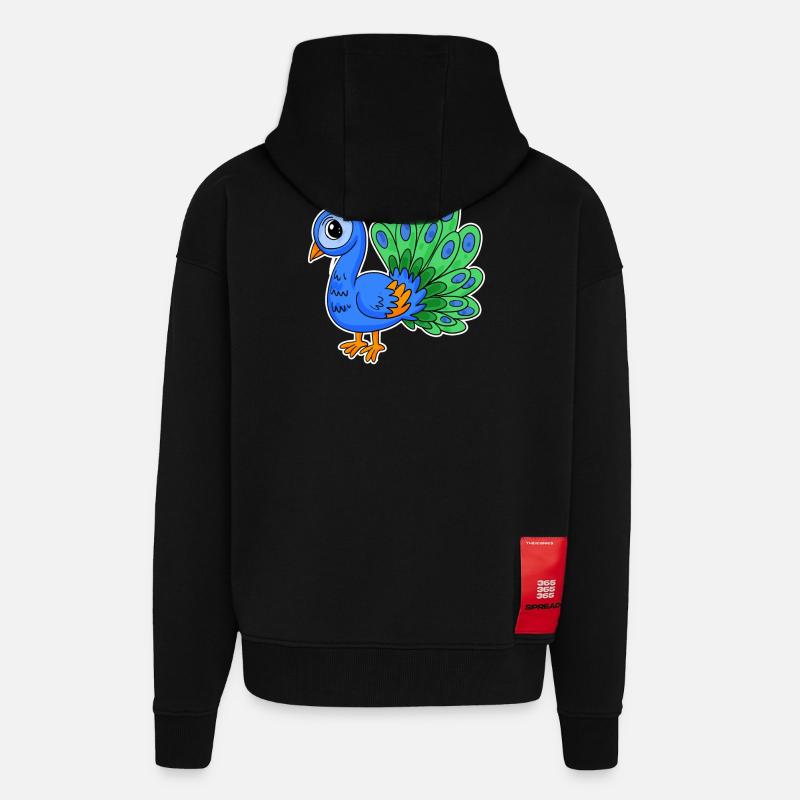 Peacock - Zip Hoodie - made by SPREAD - SOLID BLACK