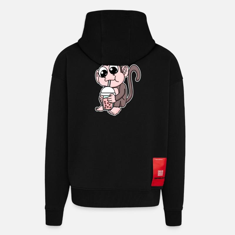 Affe Weihnachten Bubble Tea - Zip Hoodie - made by SPREAD - SOLID BLACK