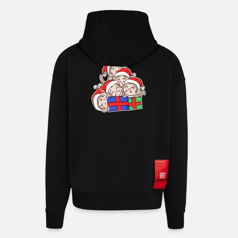 Monkey Monkey Christmas Tree Christmas - Zip Hoodie - made by SPREAD - SOLID BLACK