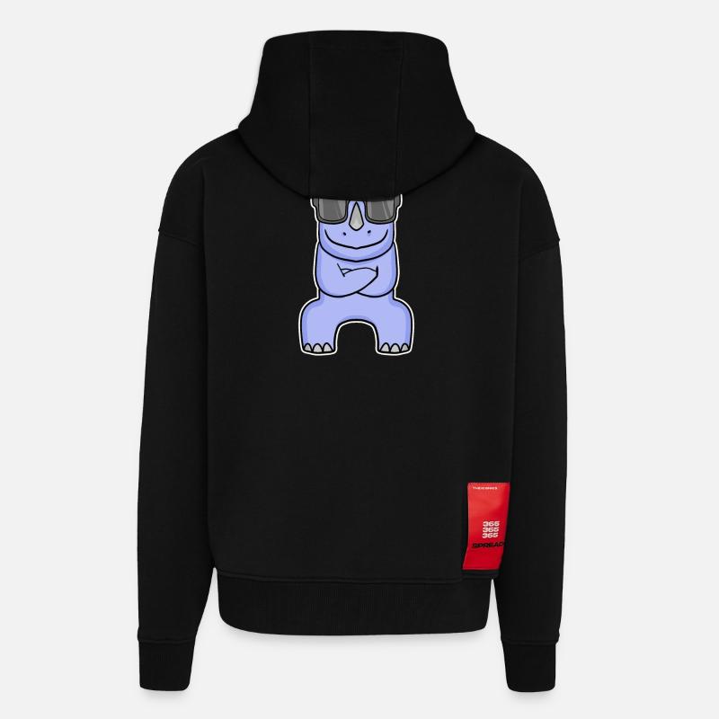 Nilpferd mit Brille - Zip Hoodie - made by SPREAD - SOLID BLACK