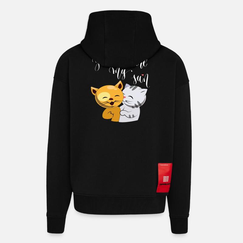 Chats, vous êtes mon Soleil - Veste à capuche bio épaisse oversize fabriqué en UE - SOLID BLACK