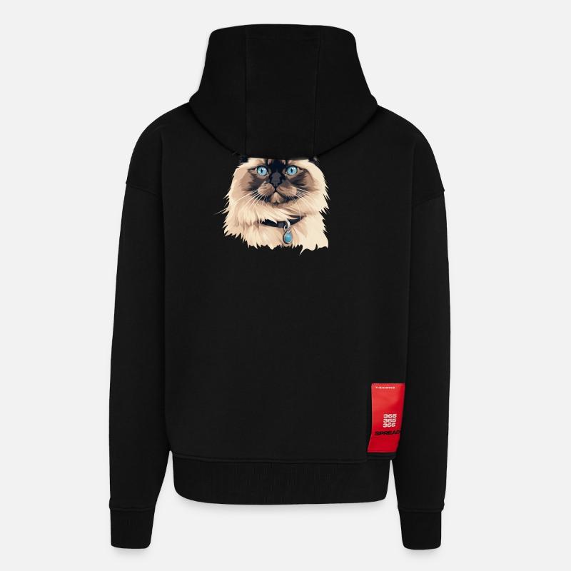 Katze Kopf Ragdoll - Zip Hoodie - made by SPREAD - SOLID BLACK
