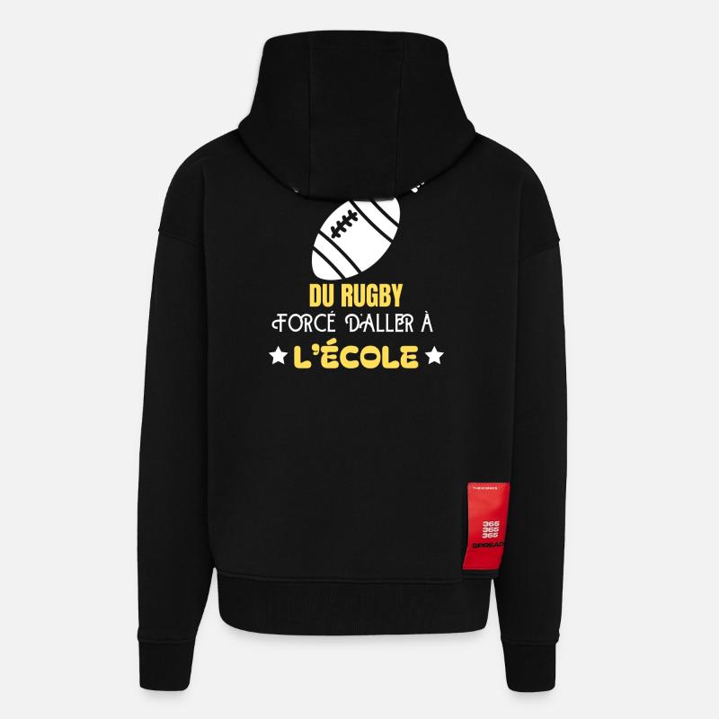 Né Pour Le Rugby École - Veste à capuche bio épaisse oversize fabriqué en UE - SOLID BLACK