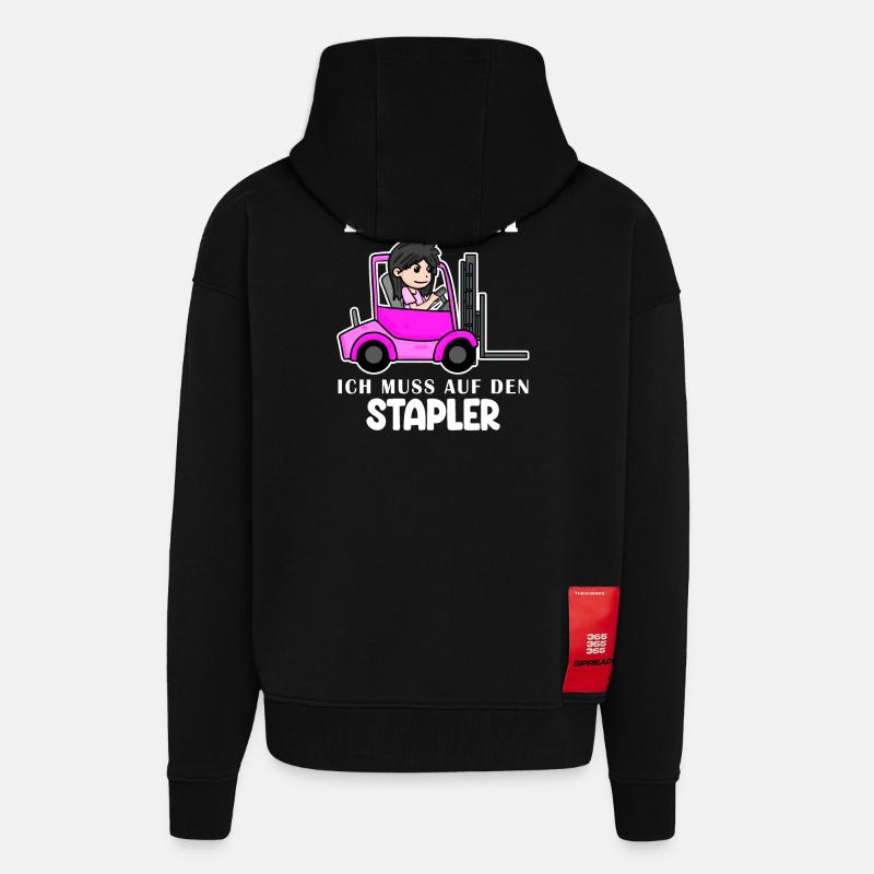 Stapler Gabelstapler Lager Logistik Damen - Zip Hoodie - made by SPREAD - SOLID BLACK