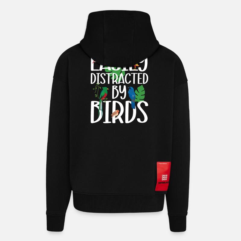 Easily Distracted by Birds - Zip Hoodie - made by SPREAD - SOLID BLACK
