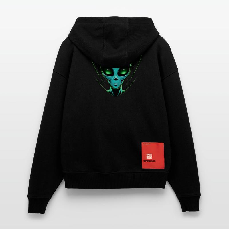 Green Alien Head – Alien UFO Outer Space Zip Hoodie - made by SPREAD