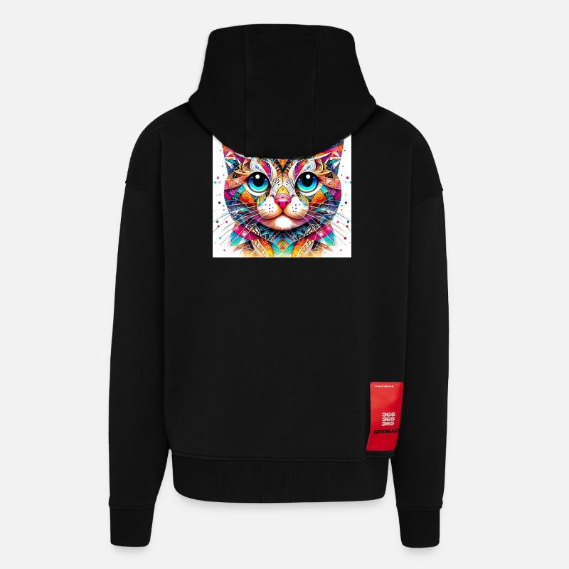 Cat - Zip Hoodie - made by SPREAD - SOLID BLACK