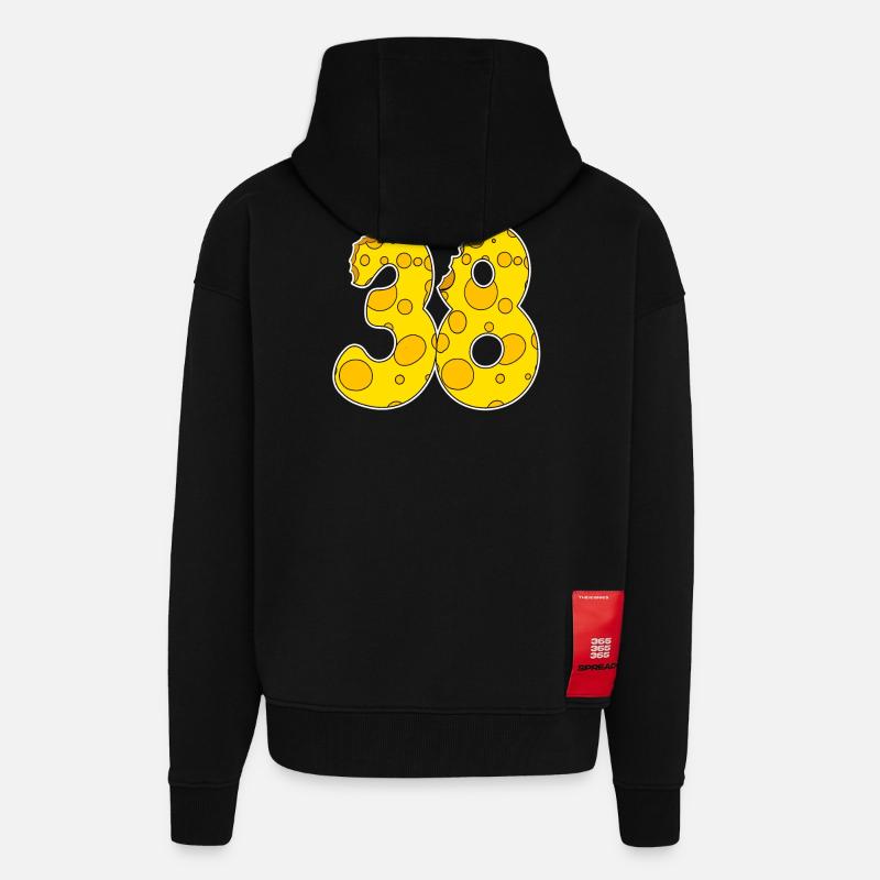 38 ans Lustig Käse - Veste à capuche bio épaisse oversize fabriqué en UE - SOLID BLACK