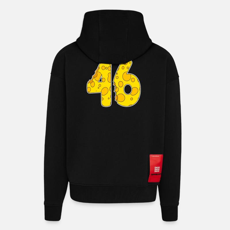 46 ans de Lustig Käse - Veste à capuche bio épaisse oversize fabriqué en UE - SOLID BLACK
