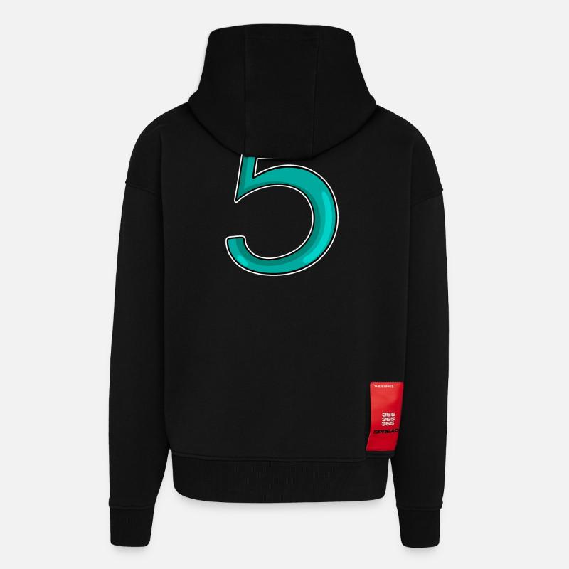 5 - Five - Zip Hoodie - made by SPREAD - SOLID BLACK