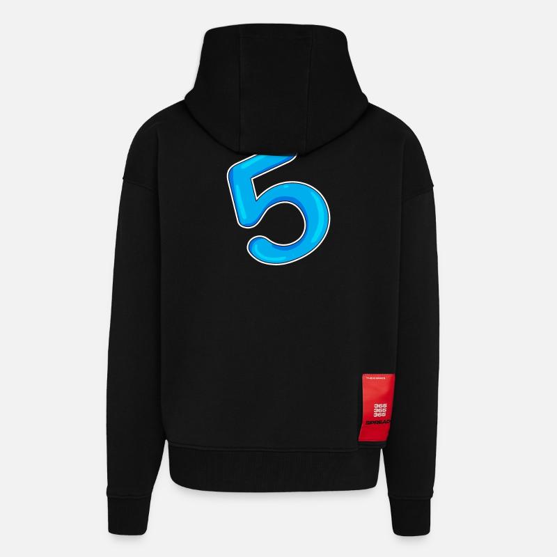 Nummer 5 Blau - Zip Hoodie - made by SPREAD - SOLID BLACK