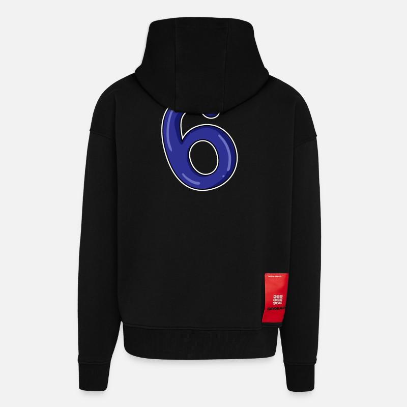 Numéro 6 Numéro Bleu - Veste à capuche bio épaisse oversize fabriqué en UE - SOLID BLACK
