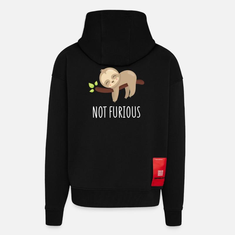 Pas rapide, pas furieux - Veste à capuche bio épaisse oversize fabriqué en UE - SOLID BLACK