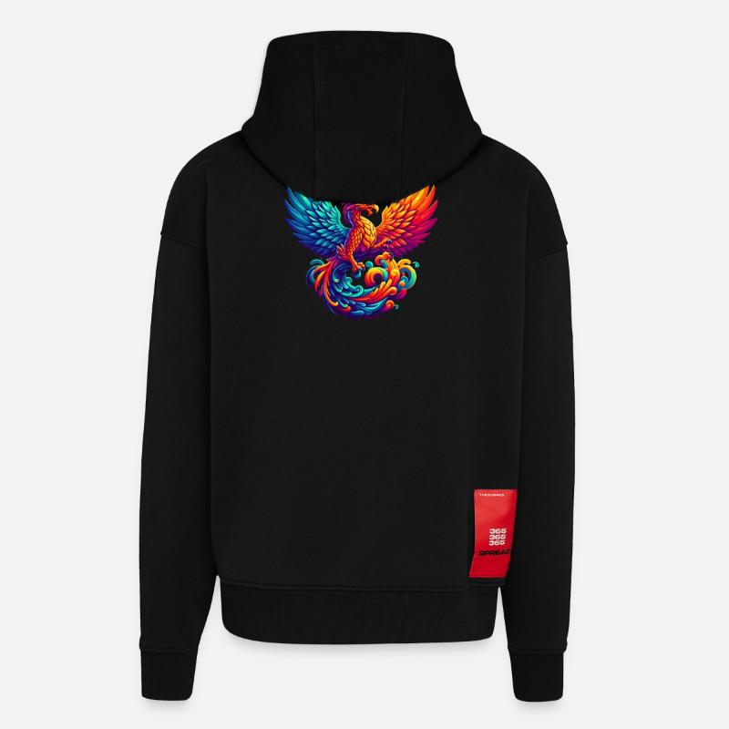 Hyperflammen des majestätischen Phönix - Zip Hoodie - made by SPREAD - SOLID BLACK