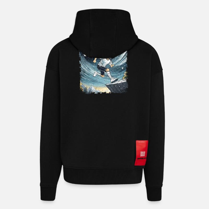 sportlicher Junge comic - Zip Hoodie - made by SPREAD - SOLID BLACK